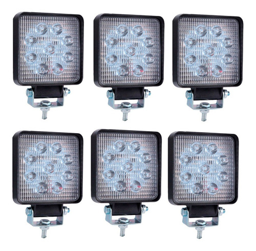 Combo 6 Faros 9 Leds Accesorio Universal Cosechadora Tractor