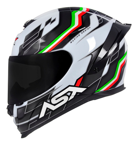 Capacete Asx Eagle Racing Spoiler Esportivo Italy Branco