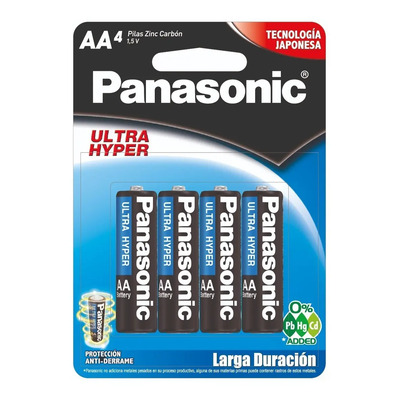 Pilas AA de Carbón Zinc Panasonic Ultra Hyper Pack con 4 | MercadoLibre