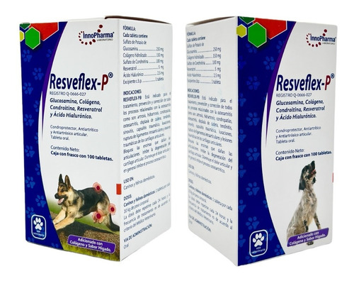 Paquete De 2 Resveflex-p Frasco 100 Tabletas Perros Y Gatos