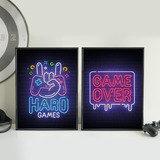 Kit Quadro Decorativo Gamer Game Geek Para Sala Quarto Hall