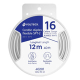 Carrete Con 12 M Cordón Dúplex Flexible Spt 16 Awg, Volteck Color De La Cubierta Blanco