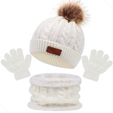 Kit Frio Infantil Bebê Touca Gorro Cachecol Luva Lã Pompom