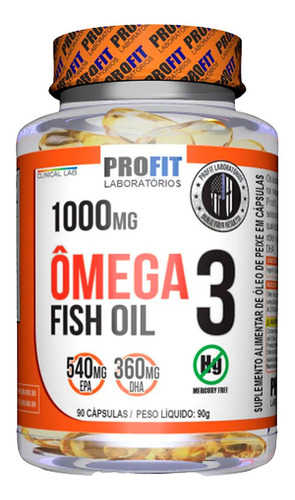 Ômega 3 Óleo De Peixe 1000mg Mercury Free 90caps - Profit Sem Sabor