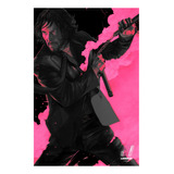 Póster John Wick Art Luces Hiperrealista Tipo Neón Acción Jw