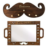 Kit Espelho Barbeiro Cabide Bigode Personalizado Barber Shop