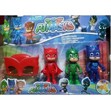 Kit 3 Bonecos Pj Masks Articulado Gato Lagartixo E Corujita