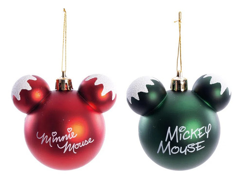 Bola Natal Disney Mickey Minnie Vermelho/verde/branco - C/6