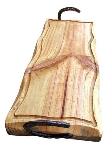 Tabla De Carne Madera Rustica Con Herraduras 64x25x5 Cm 