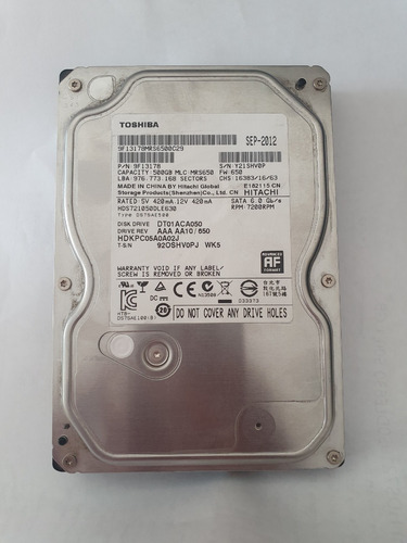 Disco Duro Toshiba Dt01aca050 500gb- Testeado