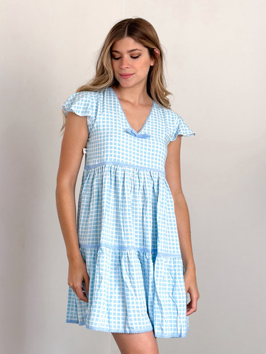 Vestido Vichy Barbie Suelto Casual Fibrana Cuadritos Casual 