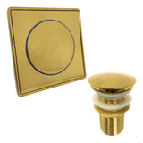 Ralo Dourado Completo 15x15 Valvula Click 1 1/4 Kit Banheiro