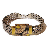 Pulsera Entretejida Margarit 13mm - 19,5cm - Plata 925 Y Oro