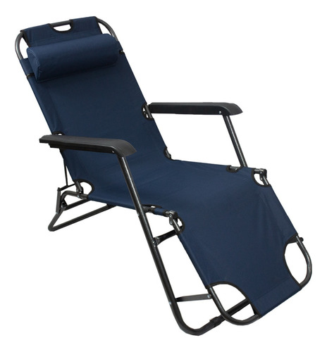 Silla Plegable Tipo Camastro Exteriores Patio Jardin Alberca Color Azul Marino