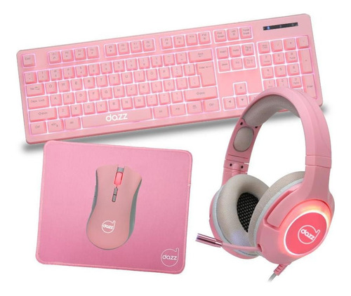 Combo 4 In 1 Serie M Dazz - Cm418 Cor Do Mouse Rosa Cor Do Teclado Rosa