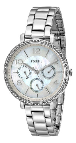 Reloj  Es3755  Para Mujer Análogo De Cuarzo Esfera Blanca