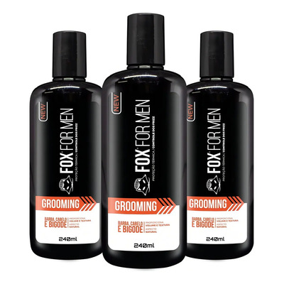 3un Grooming Fox For Men 240ml Modelador De Barba E Cabelo | Parcelamento sem juros