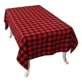 Decoración De Mesa De Mantel A Cuadros Negro Rojo Navideño