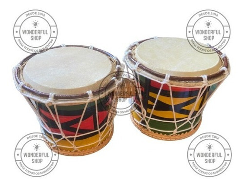 Bongô Pvc Colorido C/ Corda Instrumento Percussão - 7 Und