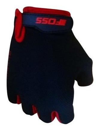 Guantes De Ciclismo Dedos Cortos Negro Con Rojo Marca Foss