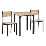 Set De Comedor 3 Piezas Homcom Con Mesa De Madera Rústica