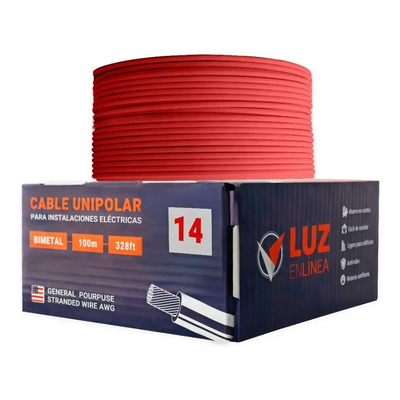 Cable Eléctrico Calibre 14 Thw Cca Rojo, Caja Con 100m, Marca Luz En Linea, Pvc Antiflama 90° | MercadoLibre