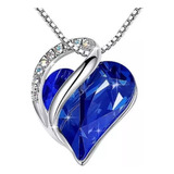 Collar Elegante Corazon Azul Delicado Amor Infinito Strass 