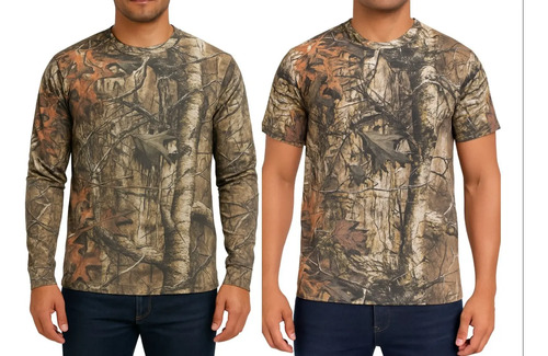 2 Playeras Camuflaje Mayoreo Manga Larga Y Corta Cacería
