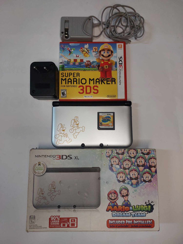 Nintendo 3ds Xl Silver Mario & Luigi Dream Team Boxed+3juego