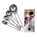 Kit 04 Colher Medidora De Aço Inox P/ Cozinha Receitas Doces