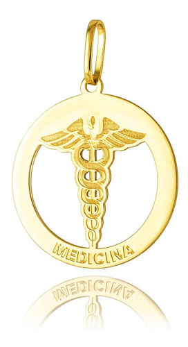 Pingente Medicina Formatura Ouro 18k Profissão Espelhado