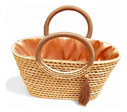 Bolsa De Praia Feminina Ombro - Palha Natural  Com Pingente