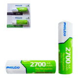 2 Pilas Recargables Aa Precargadas 2700mah Philco 