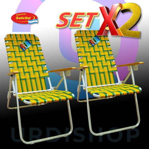 Set X 2 Reposeras 5 Pos, Apoyabrazo Madera, Caño 7/8  Solcit