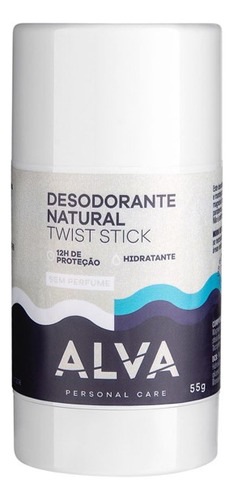 Desodorante Natural Twist Stick Alva 55g Sem Perfume Oficial