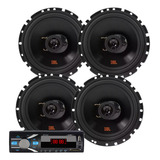 4 Alto Falante Portas 200w Jbl Selenio+ Mp3 Radio Automotivo