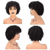 Postizos - Curve Hair Short Black Afro Human Hair Wig With B