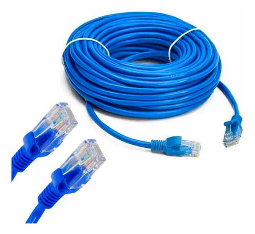 Cabo De Rede 30 Metros Lan Internet Crimpado Rj45 Cat5e Azu