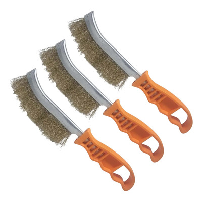 Kit De 3 Cepillos De Acero Con Mango Manual De Plástico, 10 Pulgadas, 1 Hilera