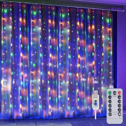 3x3m Serie Cortina 300luces Led Boda Fiesta De Navidad Usb