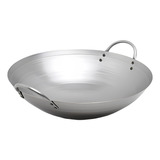 Panela Tacho Chines Frigideira Wok De Ferro Duas Alças 33cm