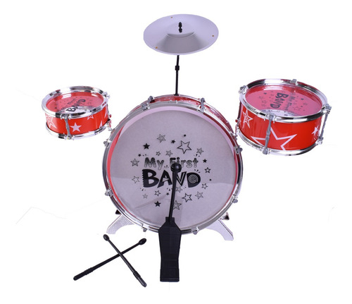 Bateria Musical Con Taburete Jazz Drums Color Rojo