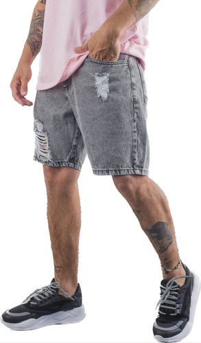 Bermuda Short Jean Verano Mom Azul Gris Verano