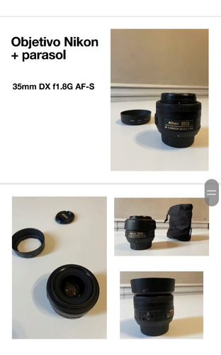 Objetivo Nikon 35mm Dx F1.8 G Af-s + Parasol 