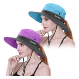 Iyebrao 2 Pack Mujer Coleta Sombrero Para El Sol Protección 