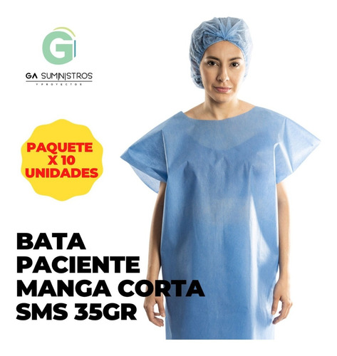 Bata Paciente / Manga Corta Sms 35gr Paquete X 10