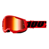 Goggle 100% Strata 2 Niño Red Mirror Red Lens Color De La Lente Rojo Color Del Armazón Rojo