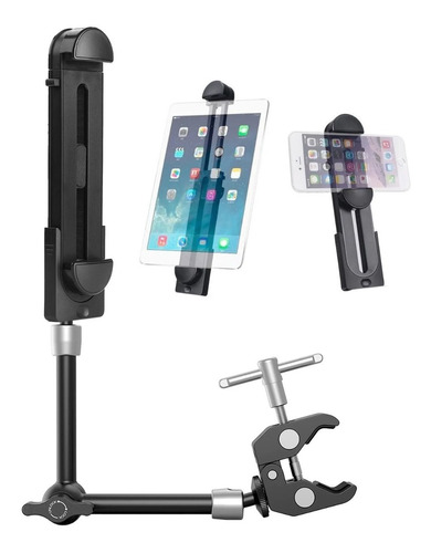 Soporte Brazo Metal Pro Para Tablet Celular Pedestal Atril 