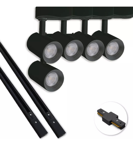 Kit Eletreficado Trilhos 2m + 5 Spots Led 15w Bivolt 3 Tons