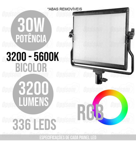 Kit De Iluminação Duplo Led Vídeo L-5500 Rp Greika Completo Cor Da Estrutura Preto Cor Da Luz Bicolor E Rgb 110v/220v